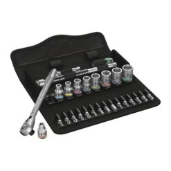 Wera 8100 SA 11 Zyklop Metal Ratchet Set With Switch Lever, 1/4" Drive, Imperial (05004021001)