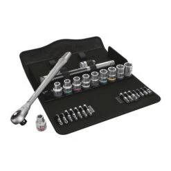 Wera 8100 SC 10 Zyklop Metal Ratchet Set With Push-through Square, 1/2" Drive, Imperial (05004080001)