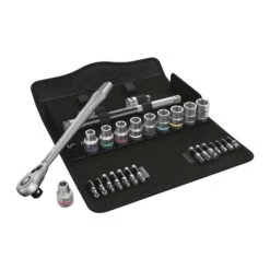 Wera 8100 SC 11 Zyklop Metal Ratchet Set With Switch Lever, 1/2" Drive, Imperial (05004081001)