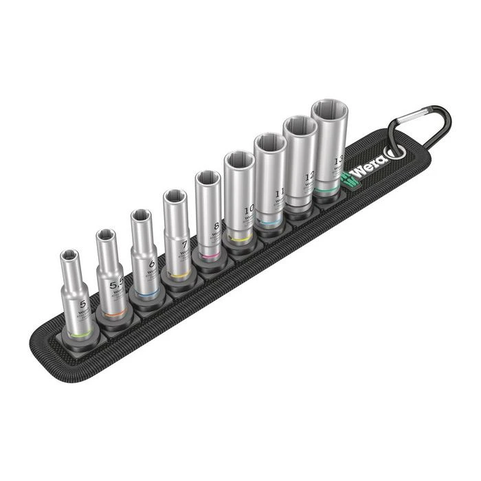 Wera 05004525001 Belt A Deep 1 6point Socket Set 1/4in., 9pcs. 1 Wera 05004525001 Belt A Deep 1 6point Socket Set 1/4in., 9pcs.